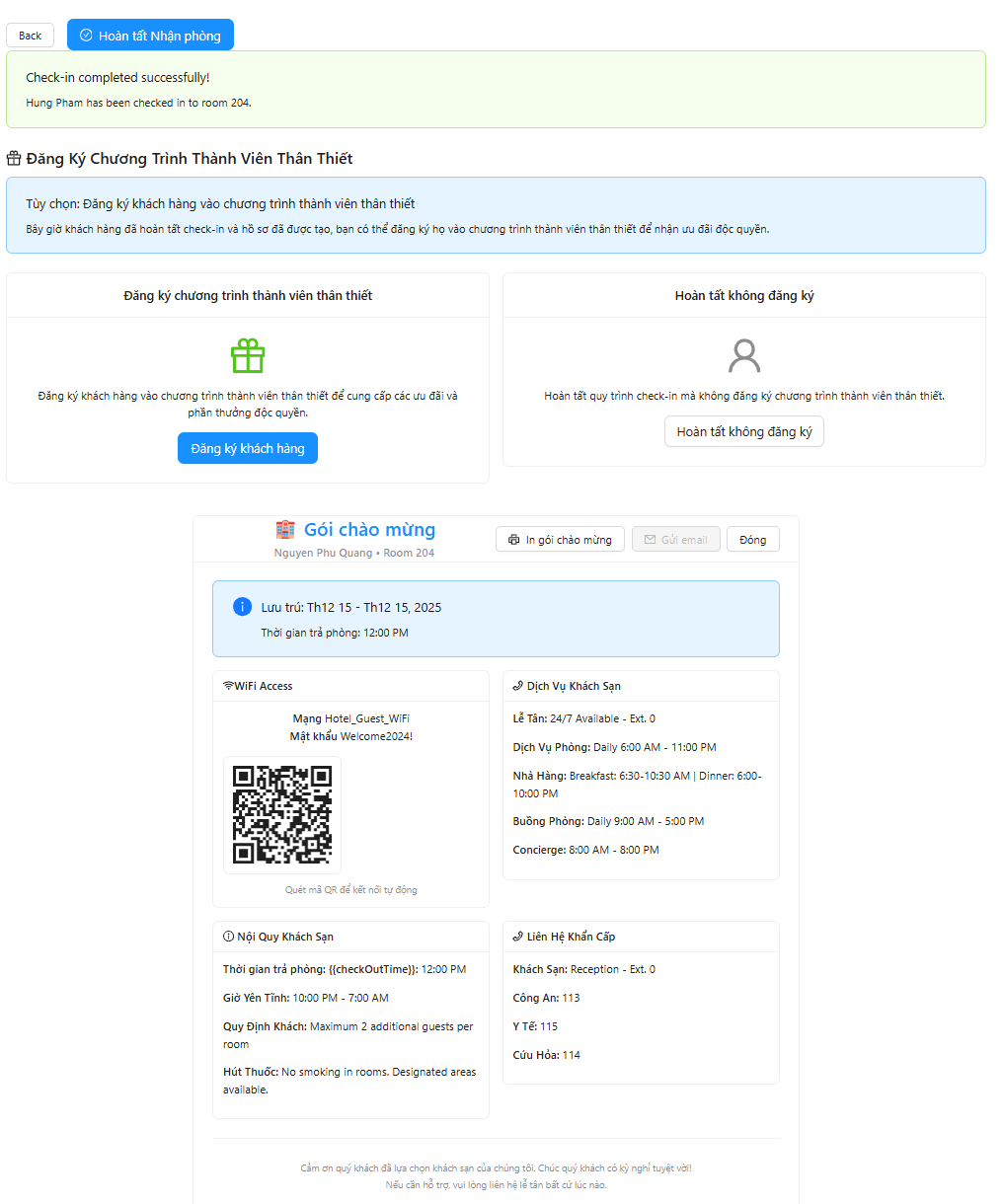 Thư chào mừng khách