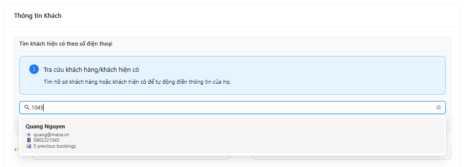 Guest Search - Tìm kiếm khách