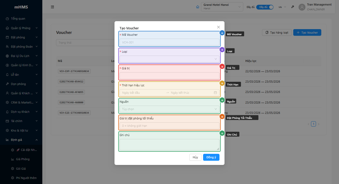 Modal tạo voucher đơn lẻ
