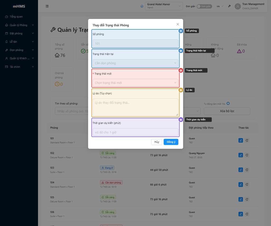 Modal đổi trạng thái