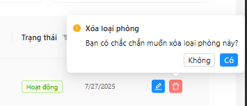 Delete Room Type Confirmation