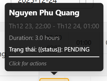 Tooltip khi hover vào booking bar